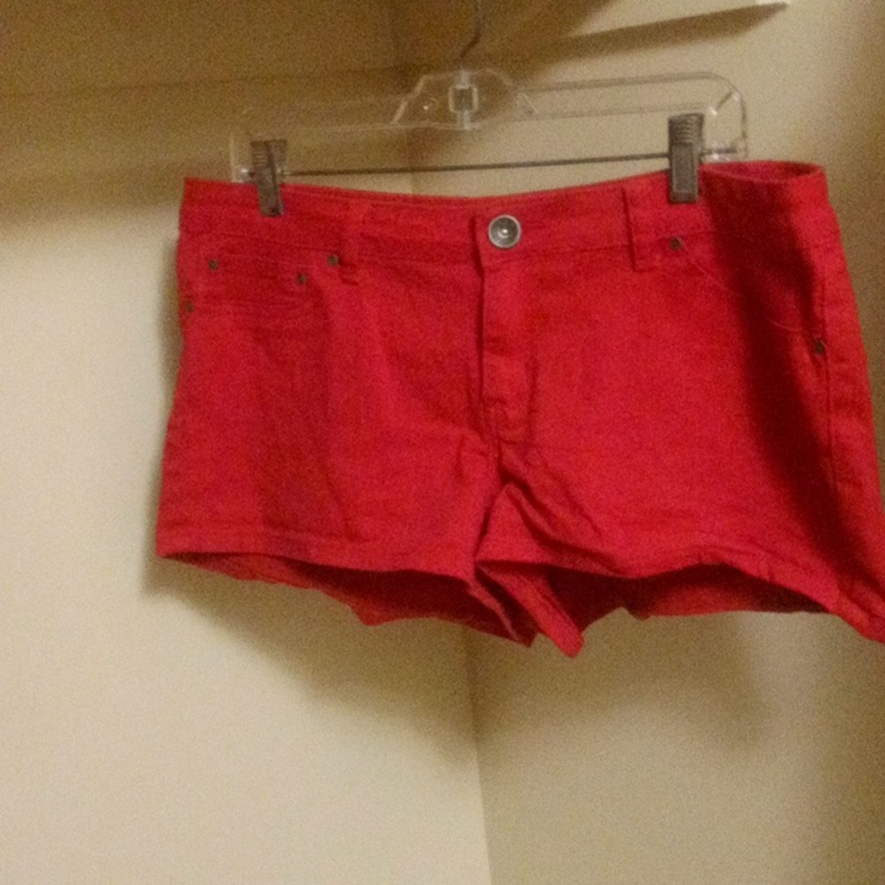 Fourth of July red rivet red denim shorts